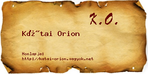 Kátai Orion névjegykártya